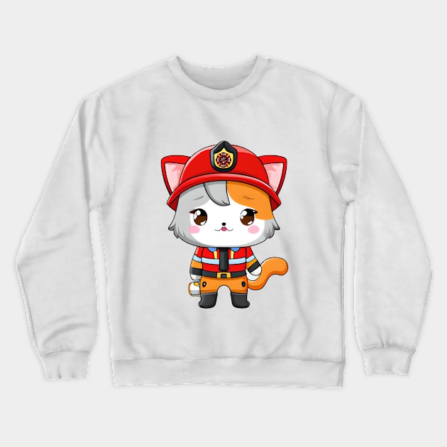 Cat Dressed as a Fireman, Super Cute, Adorable, and So Fun Crewneck Sweatshirt by 1FunLife